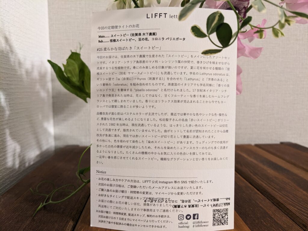 LIFFT LETTERの裏面